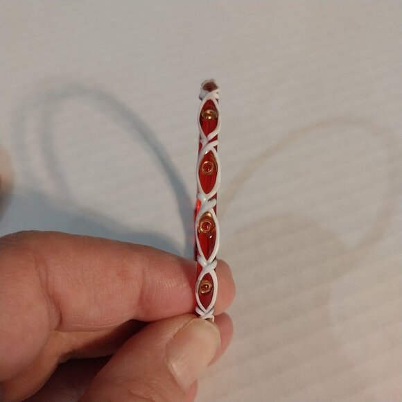 Lot of 4 Red and White Glass Bangle Bracelets Vintage 1960s India - Picture 2 of 5